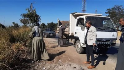 حملة نظافة بطريق مصر أسوان الزراعى فى قنا