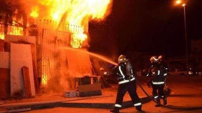 إصابة 4 أشخاص بسبب حريق ورشة للدهانات بدمياط