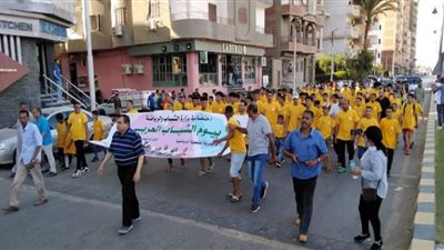 ماراثون رياضي ضمن فعاليات احتفال جامعة الدول العربية بيوم الشباب العربي ببنى سويف
