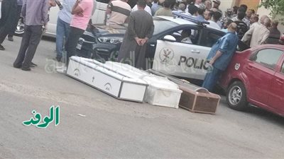 لحظة تشييع جثامين ضحايا حريق كنيسة أبو سيفين (صور)