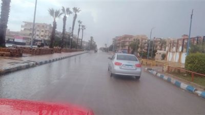أمطار غزيرة على مدينة جمصة