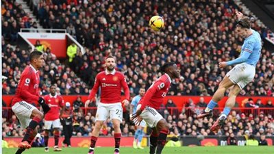 جيرليش يسجل أول أهداف ديربي مانشستر بين السيتي و يونايتد