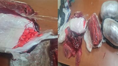 أحدث طرق التهريب بمطار القاهرة.. لحمة بالتراماول