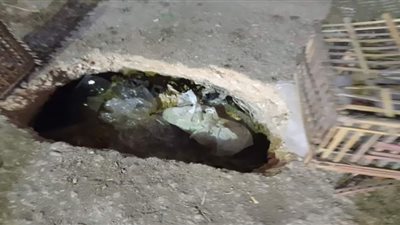 إصلاح هبوط أرضي مفاجئ ببلبيس