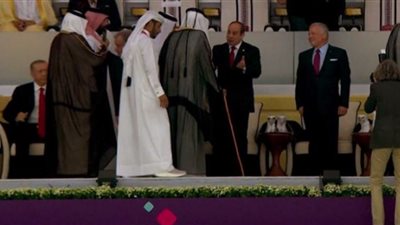 أمير قطر السابق حمد بن خليفة يصافح السيسي (شاهد)