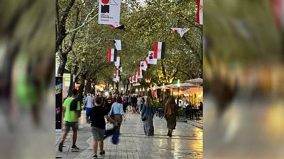 أعلام مصر تزين شوارع العاصمة الألبانية تيرانا