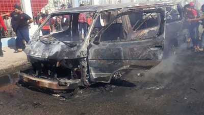 تفاصيل تفحم سيارة ميكروباص بالشيخ زايد