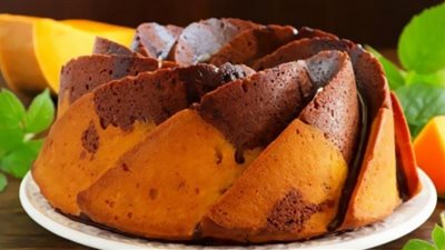 طريقة كيك برتقال ماربل في دقائق