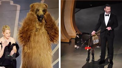 غرائب حفل الأوسكار 2023.. حمار يقتحم المسرح ودب ضخم يصدم الجماهير (شاهد)