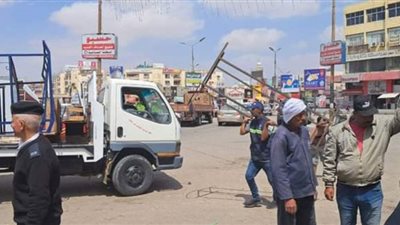 إزالة إشغالات وتعديات بمناطق الأردنية وصيدناوي بالعاشر من رمضان