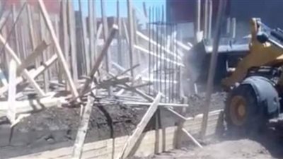 إزالة التعديات ومصادرة معدات البناء بسنورس في الفيوم