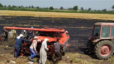 ماس كهربائي وراء حريق هائل داخل أرض زراعية بالغربية