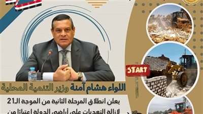 انطلاق المرحلة الثانية من الموجة الـ21 لإزالة التعديات على أراضي الدولة