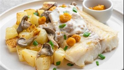 فيليه السمك مع المشروم والكريمة .. طريقة تحضير سهلة