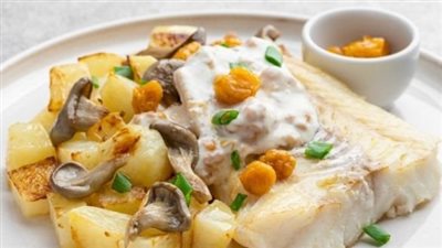 زيني سفرتك وحضري  حضري فيليه السمك مع المشروم والكريمة