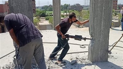 إزالة 6 مخالفات بناء على الأراضي الزراعية بالمحلة 