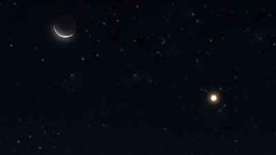 هلال القمر يقترن بنجم الدبران الليلة.. شاهدوه