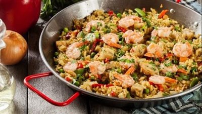 طريقة عمل أرز فاهيتا بالروبيان