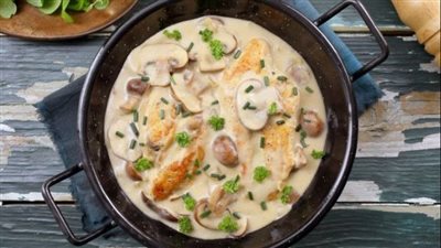 دجاج بالكريمة والفطر كيتو