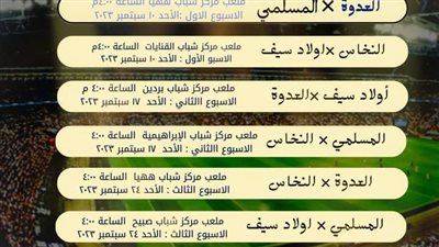 رياضة الشرقية تُعلن جدول ومواعيد دوري مراكز الشباب