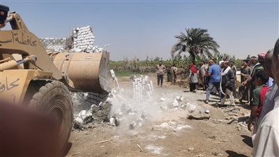 إزالة 4 حالات تعدي على أراضي زراعيه بالمنشأه الصغرى 