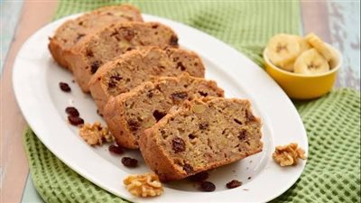 حلوى صحية للانش بوكس| طريقة عمل كيكة الموز بالقرفة والزبيب