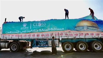 تفاصيل إطلاق 108 شاحنات عملاقة لتقديم الدعم للأشقاء في فلسطين.. فيديو