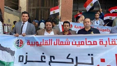 محامين شمال القليوبية تنظم واقفة تضامنية مع الشعب الفلسطيني
