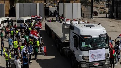 الهلال الأحمر بسيناء: 100 شاحنة أمام معبر رفح تنتظر دخول غزة 