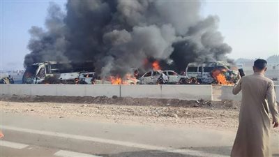 نقل جثامين ضحايا حادث الطريق الصحراوي إلى 3 مستشفيات