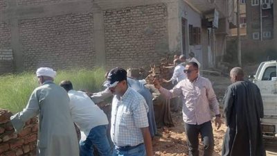 إزالة سور مخالف بمنطقة حوض الجنينة بنجع حمادى فى قنا