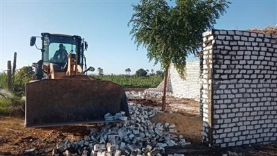 إزالة فورية لحالة تعد على الأراضي الزراعية بقرية دندرة بقنا
