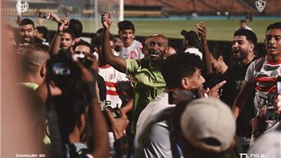 لاعبو الزمالك يحتفلون مع الجماهير عقب الفوز على أبو سليم 