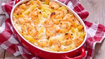 أسهل طريقة لعمل مكرونة بالبشاميل والجمبري