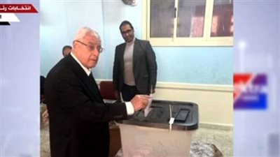 عدلي منصور يدلي بصوته في الانتخابات الرئاسية (شاهد) 