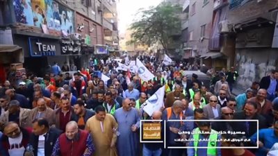كتف فى كتف.. مسيرة حاشدة بالوراق لحث المواطنين على المشاركة بانتخابات الرئاسة