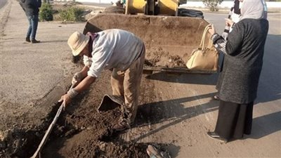 رفع كفاءة مدخل شربين الغربي وإزالة الأتربة المتراكمة 