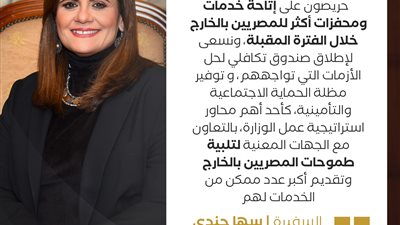 بشرى سارة من وزيرة الهجرة للمصريين في الخارج