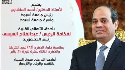 رئيس جامعة أسيوط يهنئ السيسي بمناسبة عيد الشرطة