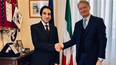 ‏زعيم الأغلبية بالشيوخ الإيطالي يستقبل السفير بسام راضي