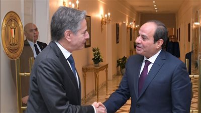  السيسي يبحث مع زير الخارجية الأمريكي جهود وقف إطلاق النار في قطاع غزة