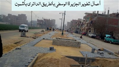 متابعة لأعمال رصف الطرق بمركز أشمون بالمنوفية