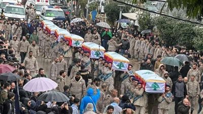 لبنان تشيع شهداء مدينة النبطية بعد المجزرة الإسرائيلية
