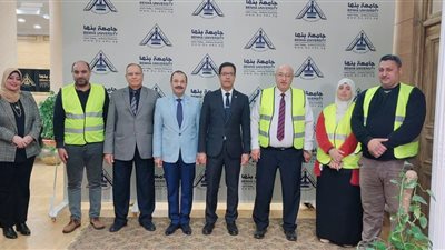 رئيس جامعة بنها يشهد نموذج محاكاة خطة إخلاء مبني إدارة الجامعة