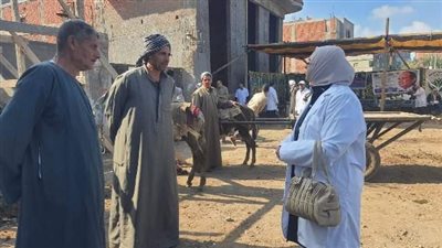 فحص 275 رأس ماشية ضد الأمراض الباطنية بقافلة كفر الشاويش الطبية 