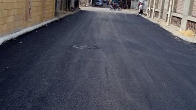 أعمال الرصف والتطوير النهائية بشوارع مدينة أشمون بالمنوفية
