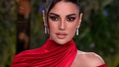 درة زروق تطل بالأحمر الصارخ والألماس الفاخر (صور)