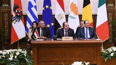 نص كلمة السيسي خلال المؤتمر الصحفي المشترك مع القادة الأوروبيين