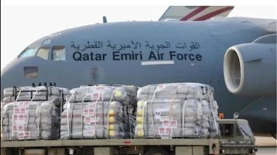 وصول طائرتين من بلجيكا وقطر تحملان مواد غذائية وخياما لغزة مطار العريش