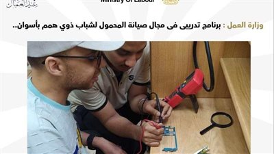 وزارة العمل تنظم برنامجًا تدريبيًا بمجال صيانة المحمول لشباب ذوي الهمم بأسوان